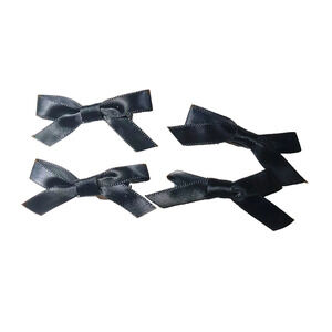 Barrettes Hair Clips 4 Small Black Ribbon Bows Party